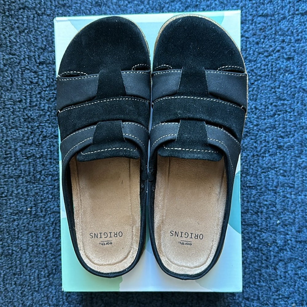 NIB Earth Origins Black Suede Ellery Clogs Size 8.5M